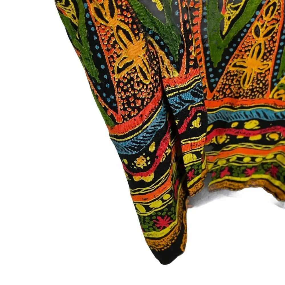 Horse Skirt 80s 90s Vintage Sharon Anthony Women's Navy Orange Green Tribal 18